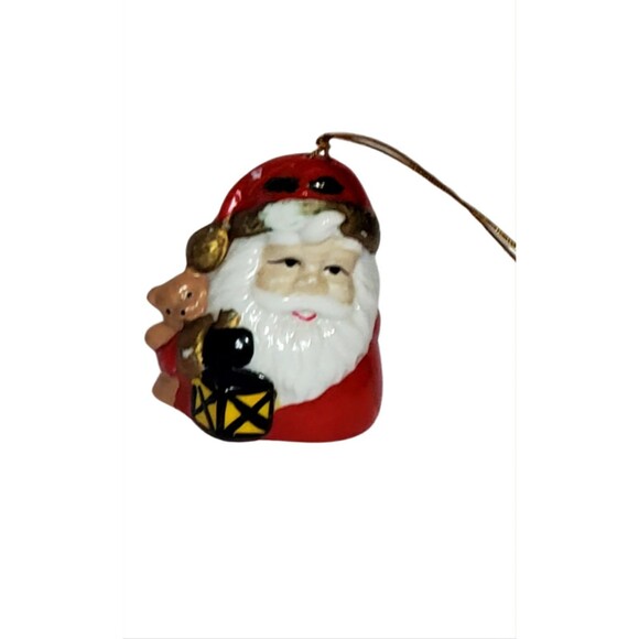 Vtg Ceramic Christmas Bell Ornaments Lot of 4 - Santa, Bear, House - Excellent - Picture 15 of 15